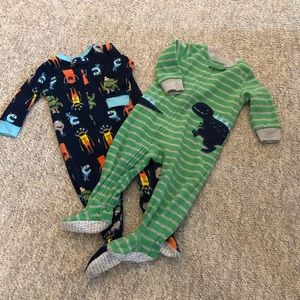 2 flannel footie pajamas